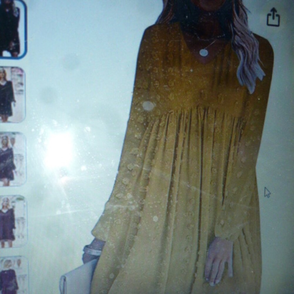 Kirundo Womens Textured Chiffon Lined Loose style Dress XL Sheer Sleeve